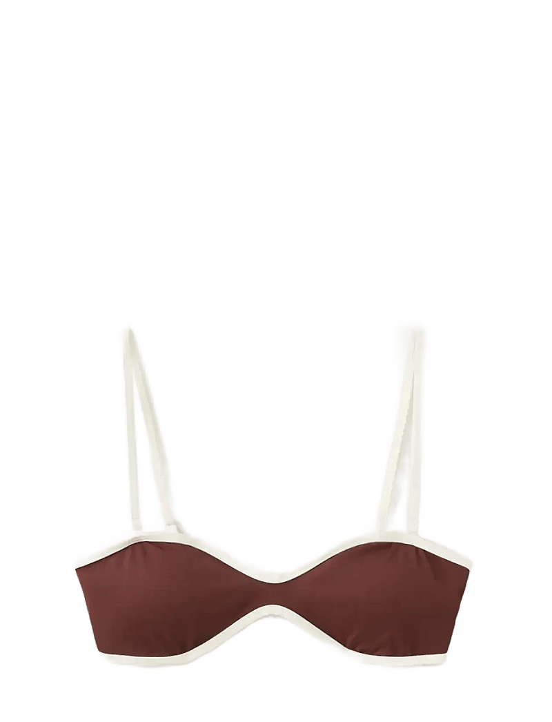 Mango - Bikini top with contrasting trim - bandeau-bikinis - brown - 1