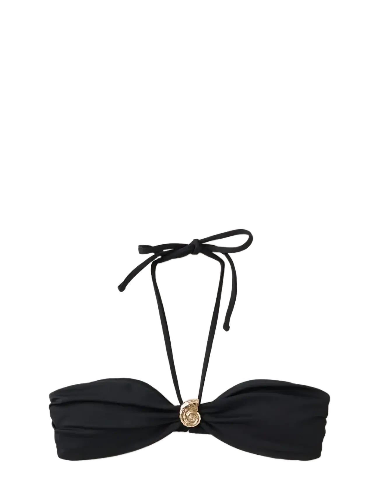 MANGO Metallic Detail Bandeau Bikini Oberteil Schwarz - S - Damen