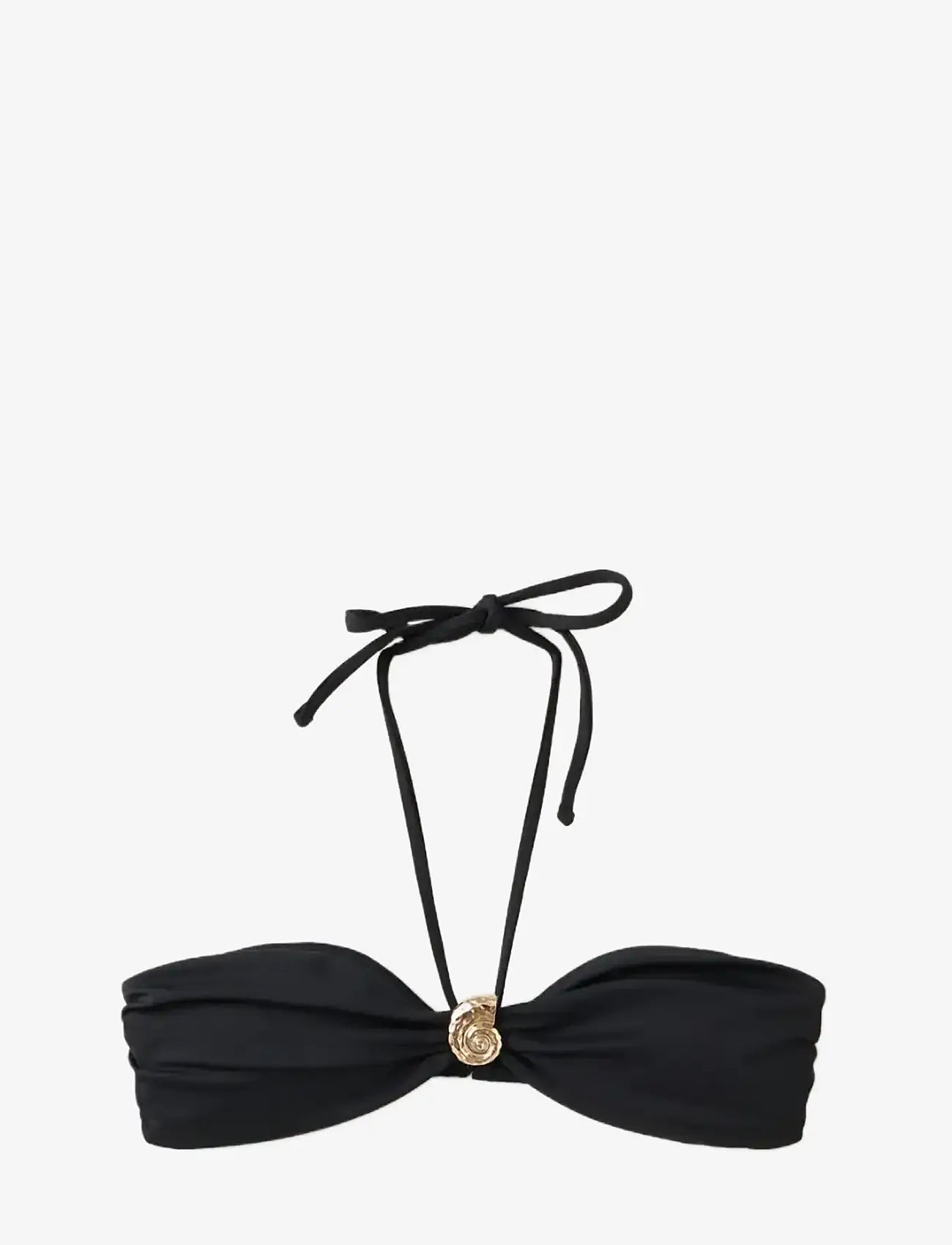 Mango - Metallic detail bandeau bikini top - paelast bikiinide ülaosad - black - 1