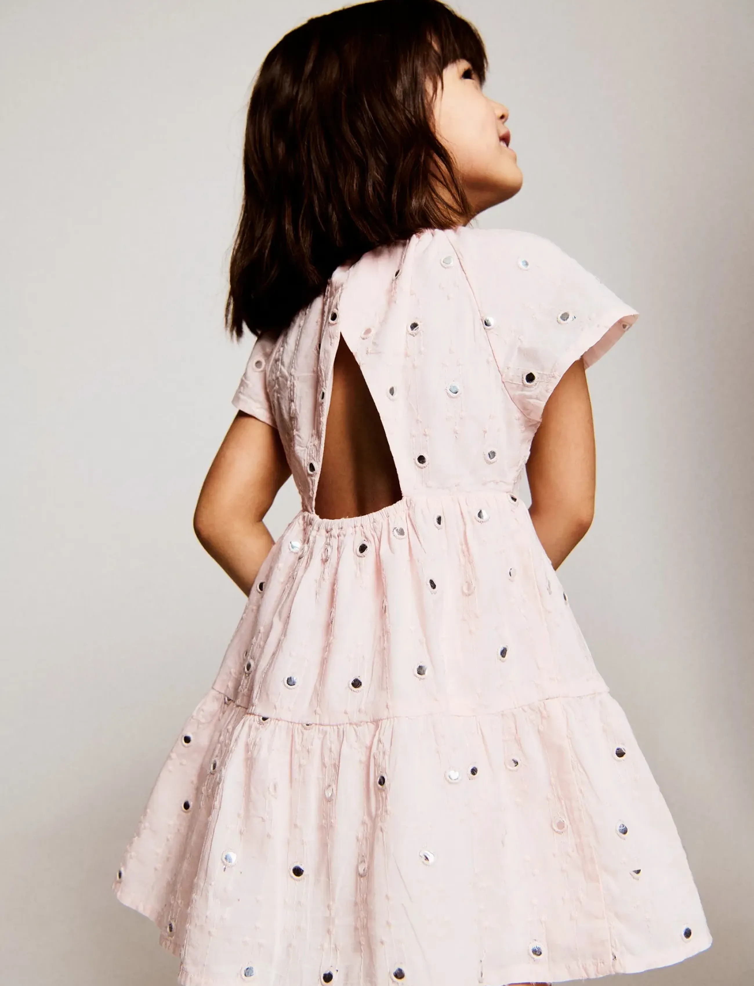 Mango Flowy Dress With Sparkle Details, 18-24M, Baby Dresses, Rosa - Short-sleeved Kinder