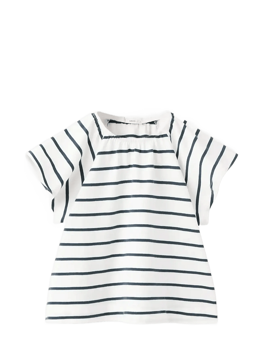 Mango - Striped cotton T-shirt - kortærmede t-shirts - navy - 0