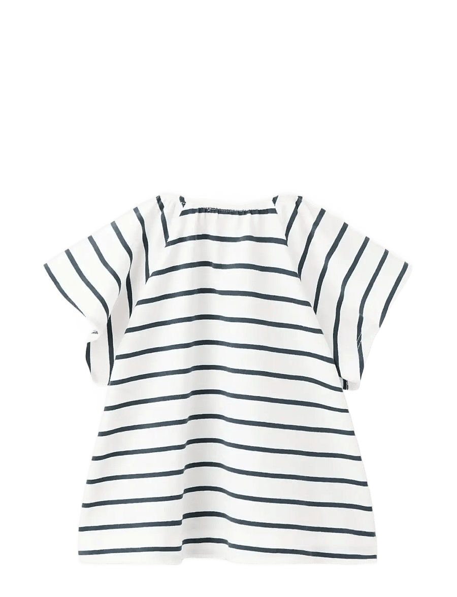 Mango - Striped cotton T-shirt - kortærmede t-shirts - navy - 1