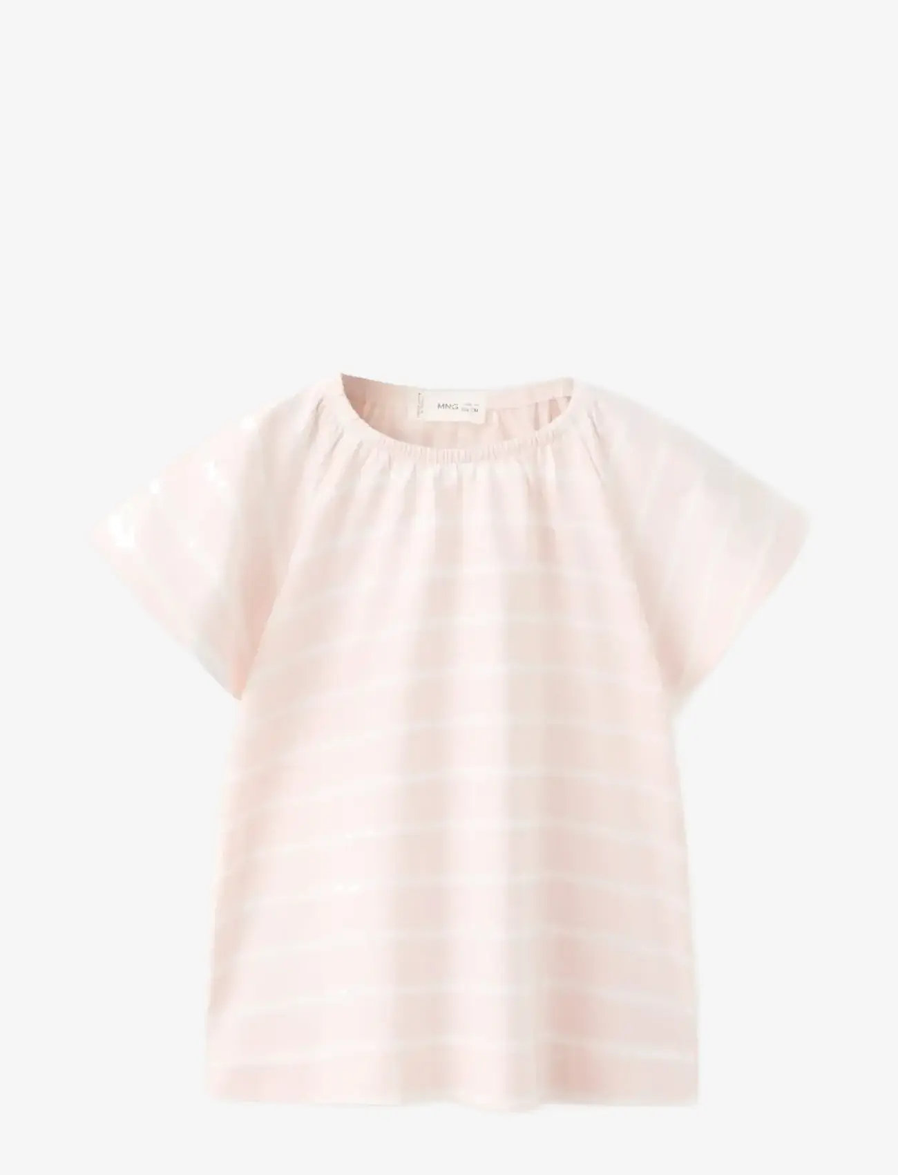 Mango - Striped cotton T-shirt - kortärmade t-shirts - pink - 0