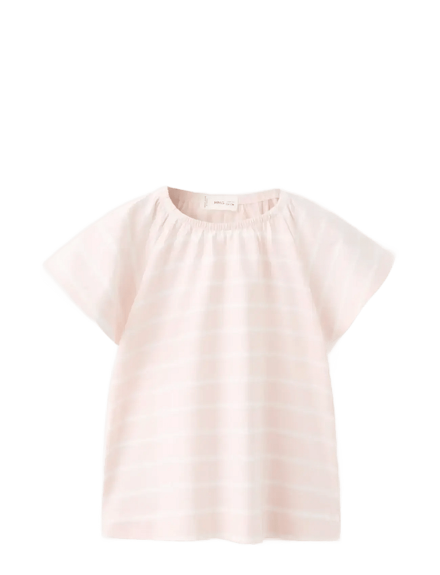 Mango - Striped cotton T-shirt - kortærmede t-shirts - pink - 0
