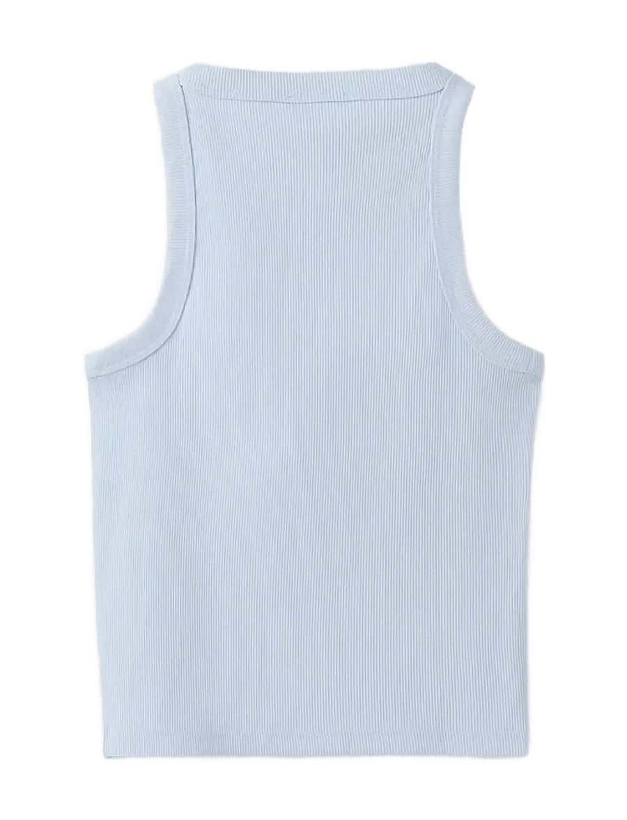 Mango - Ribbed cotton-blend top - linnen - lt-pastel blue - 1
