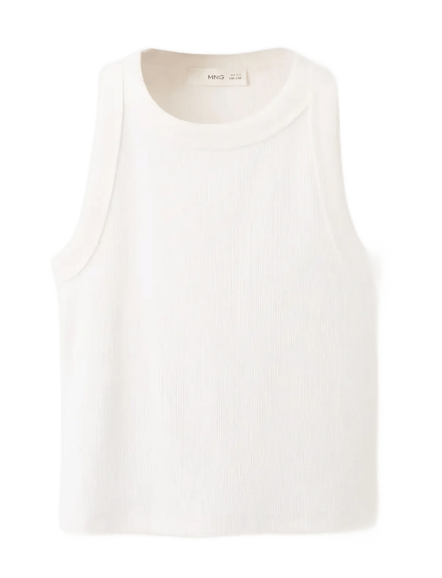 Mango - Ribbed cotton-blend top - Ærmeløs undertrøje - natural white - 1