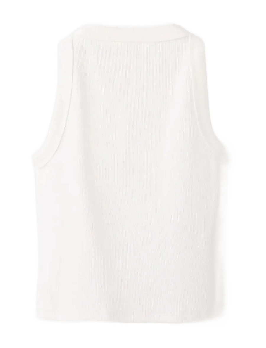 Mango - Ribbed cotton-blend top - Ærmeløs undertrøje - natural white - 2