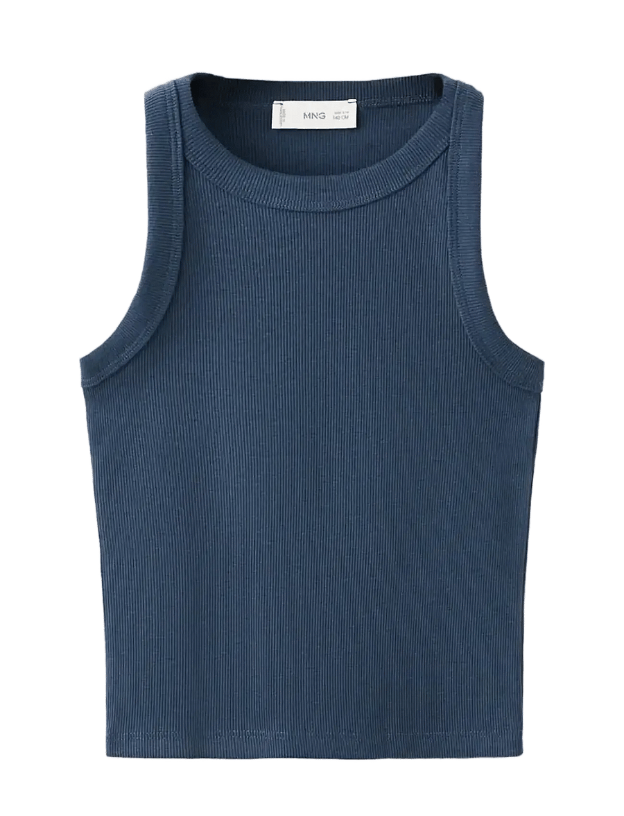 Mango - Ribbed cotton-blend top - tanktops - navy - 0