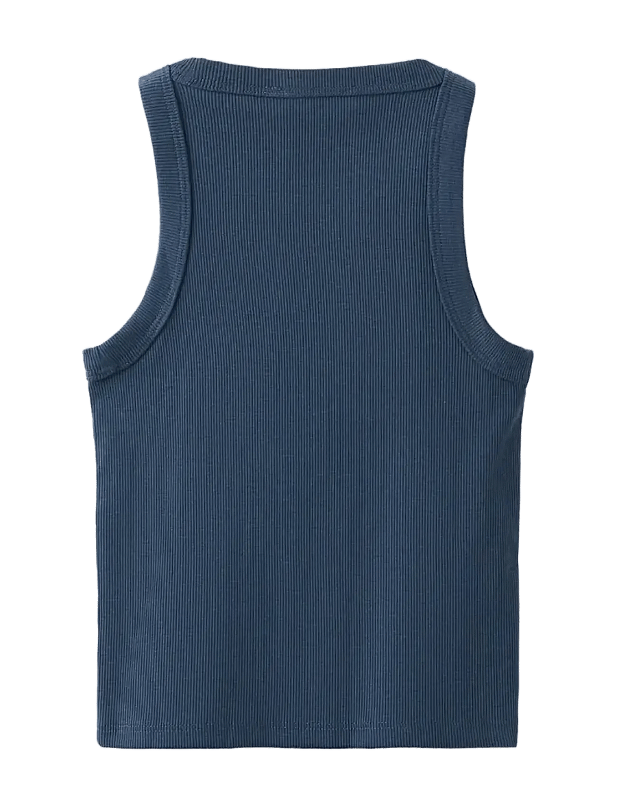 Mango - Ribbed cotton-blend top - tanktops - navy - 1