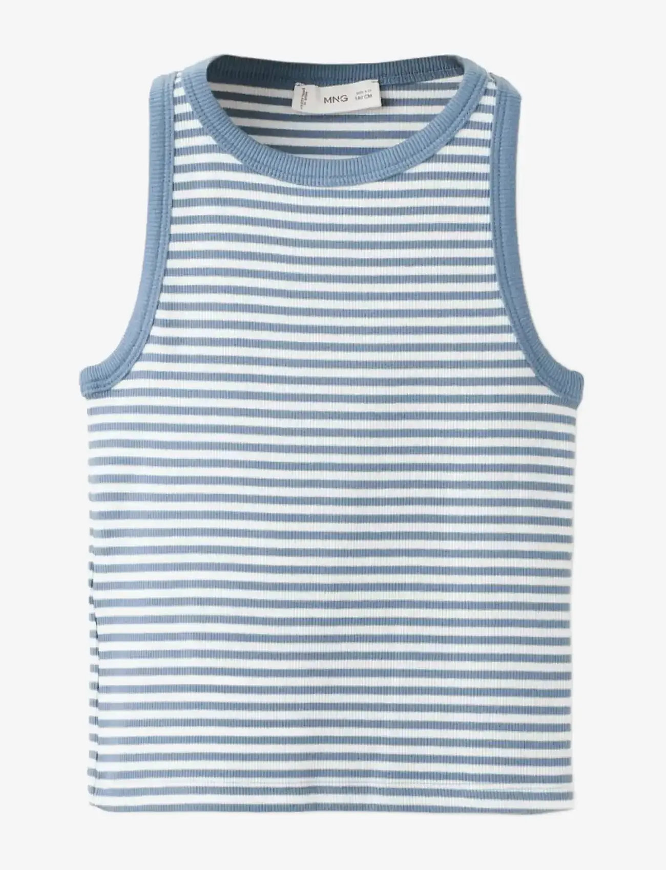 Mango - Striped ribbed top - tank top - medium blue - 0