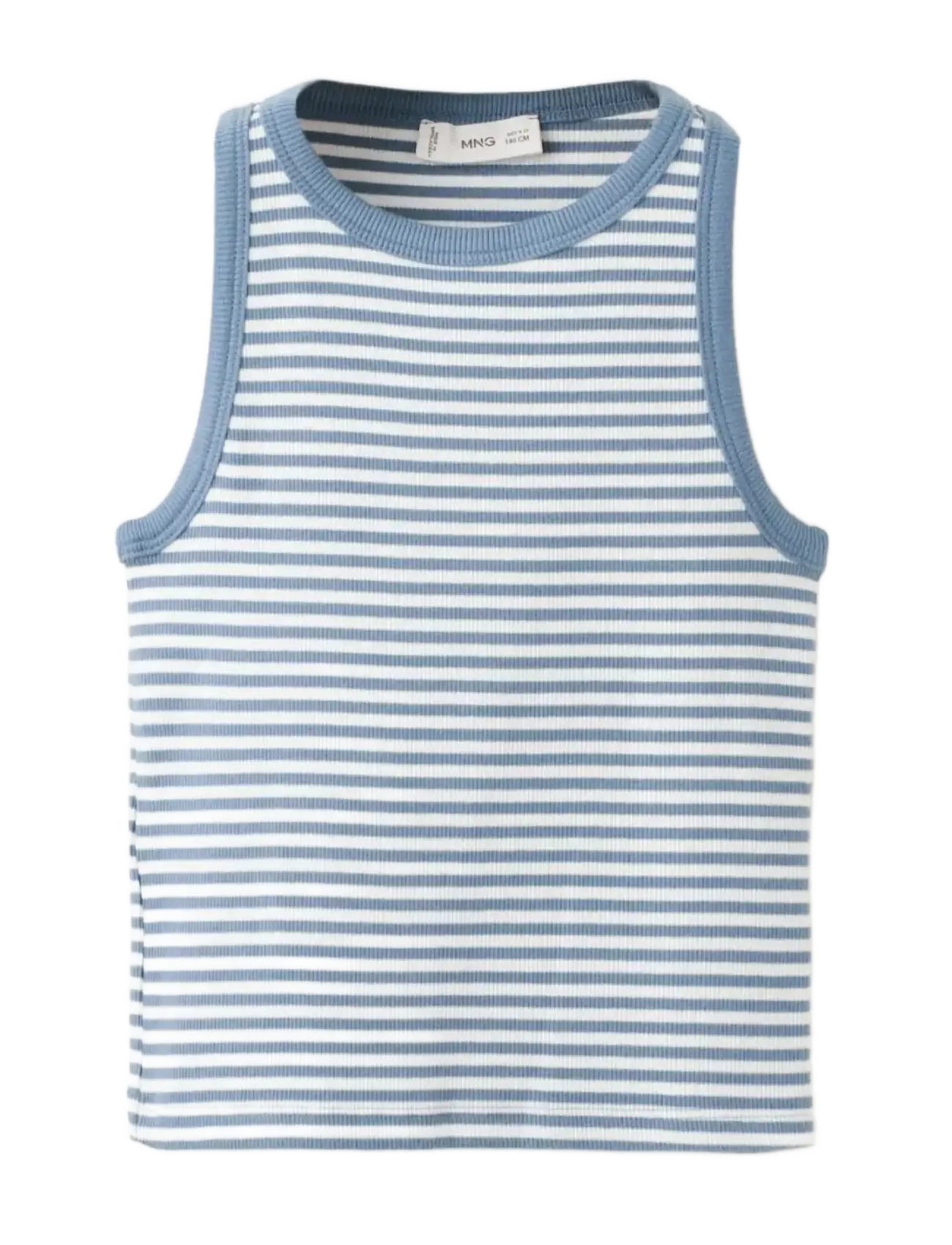 Mango Striped ribbed top - Kläder - MEDIUM BLUE / multi