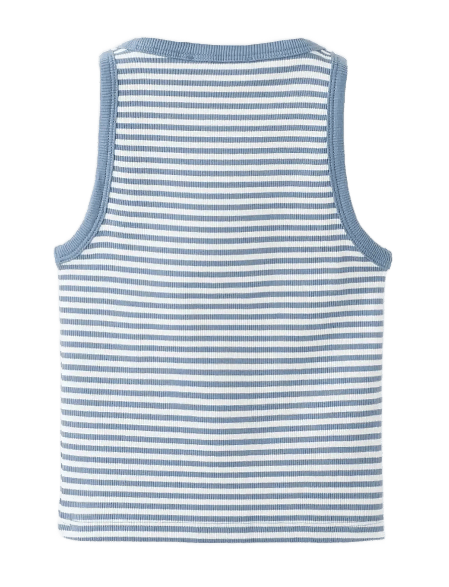 Mango - Striped ribbed top - linnen - medium blue - 1