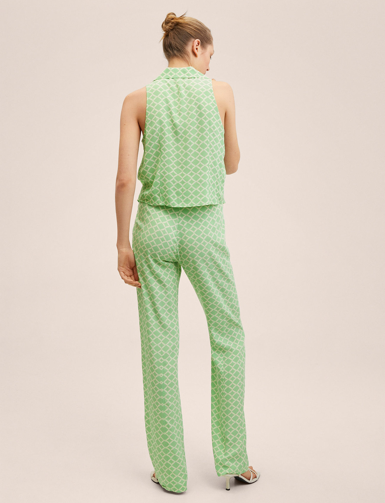 Mango - Flowy printed trousers - zemākās cenas - green - 3