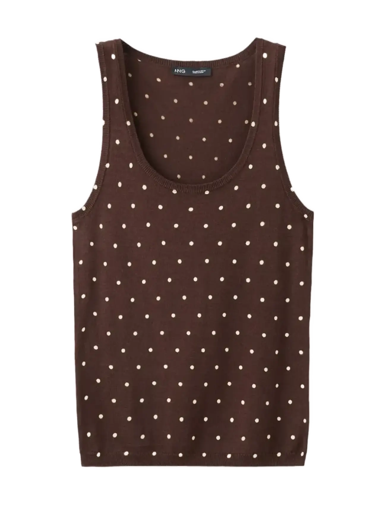 MANGO Polka-Dot Strick Oberteil Braun - S - Damen