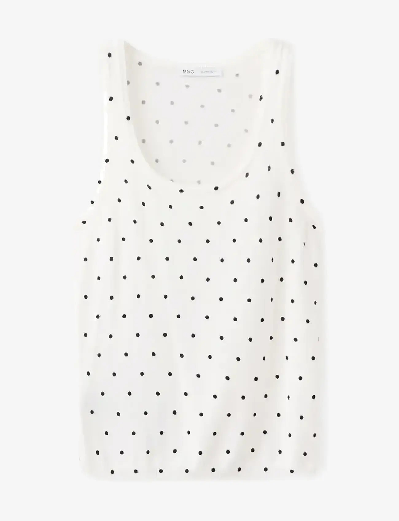 Mango - Polka-dot knitted top - tanktops - natural white - 1
