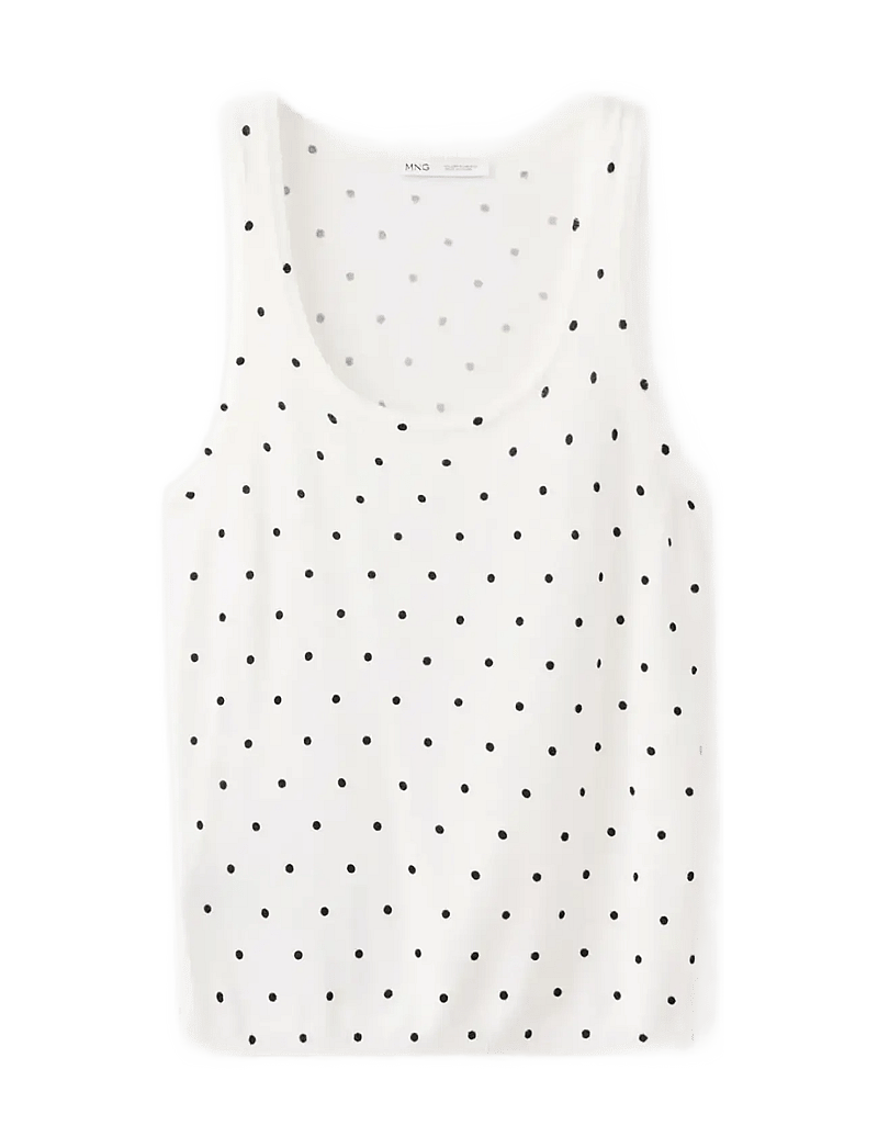 Mango - Polka-dot knitted top - linnen - natural white - 1