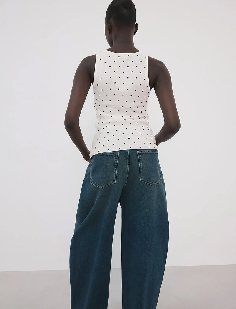 Mango - Polka-dot knitted top - linnen - natural white - 2