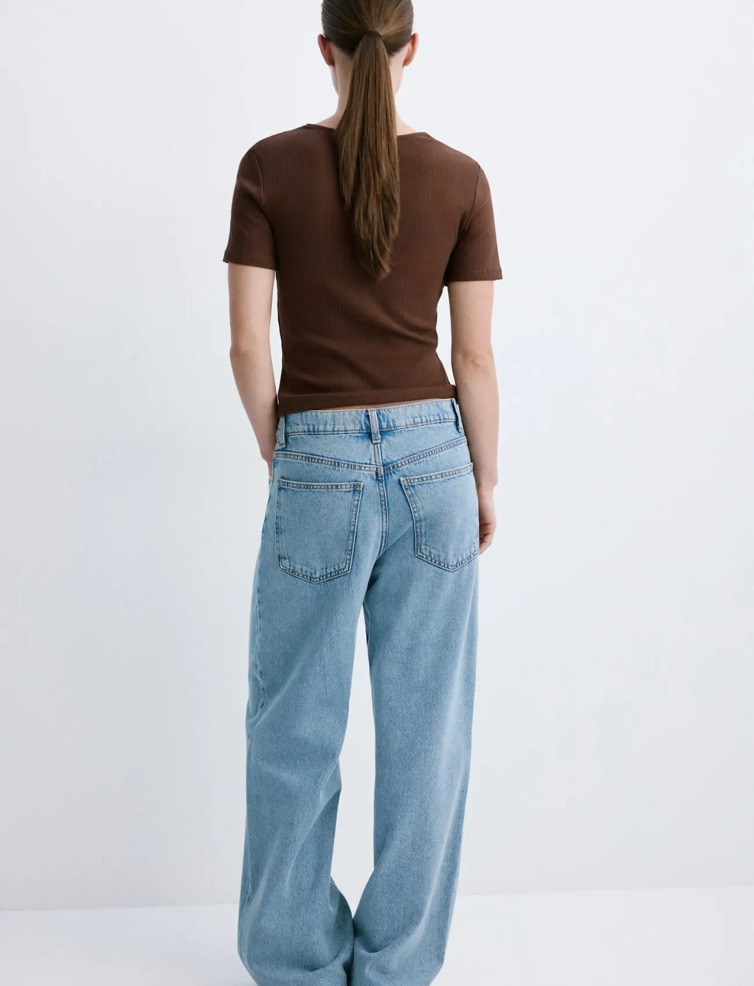 Mango - Lace trim top - t-shirts - brown - 2