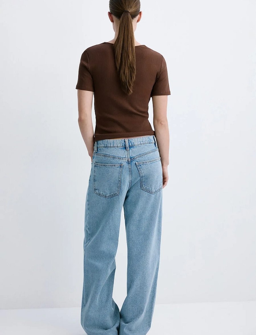 Mango - Lace trim top - t-shirts - brown - 2