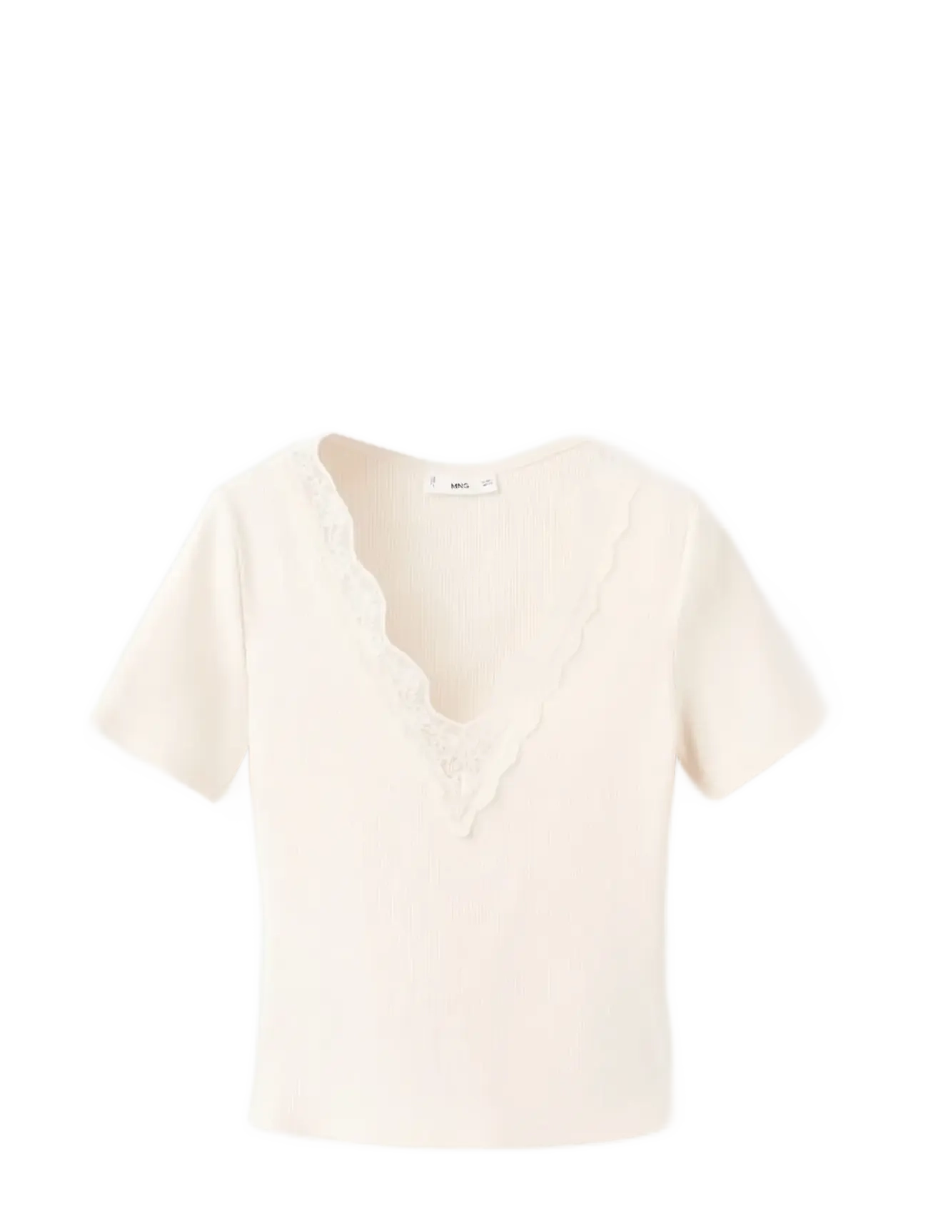 MANGO Strickjacke Trim Oberteil Cream - S - Damen