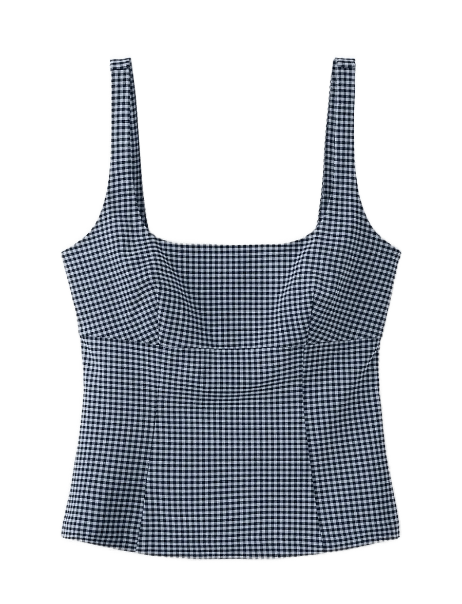 Mango - Vichy Top - linnen - medium blue - 1