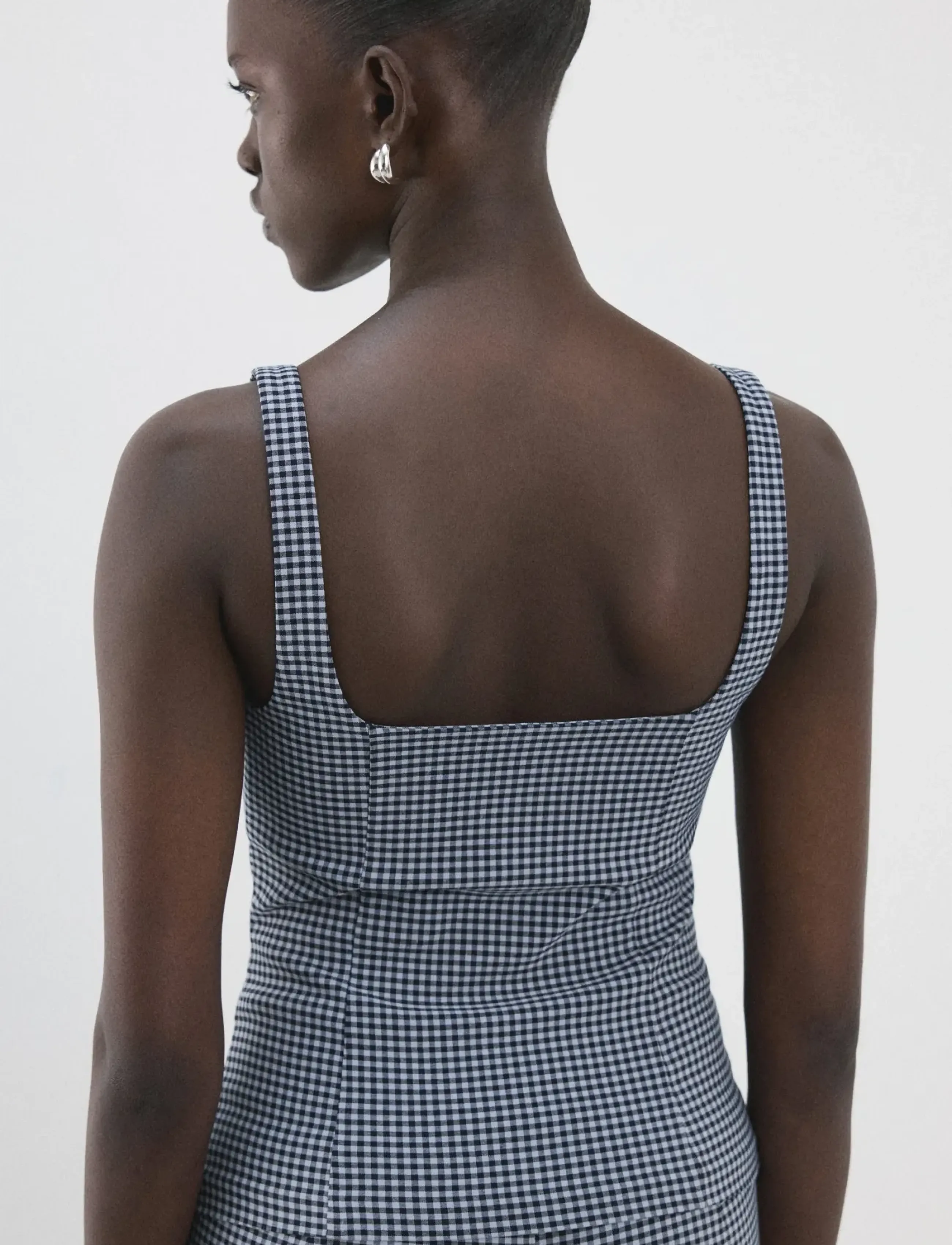 Mango - Vichy Top - linnen - medium blue - 2