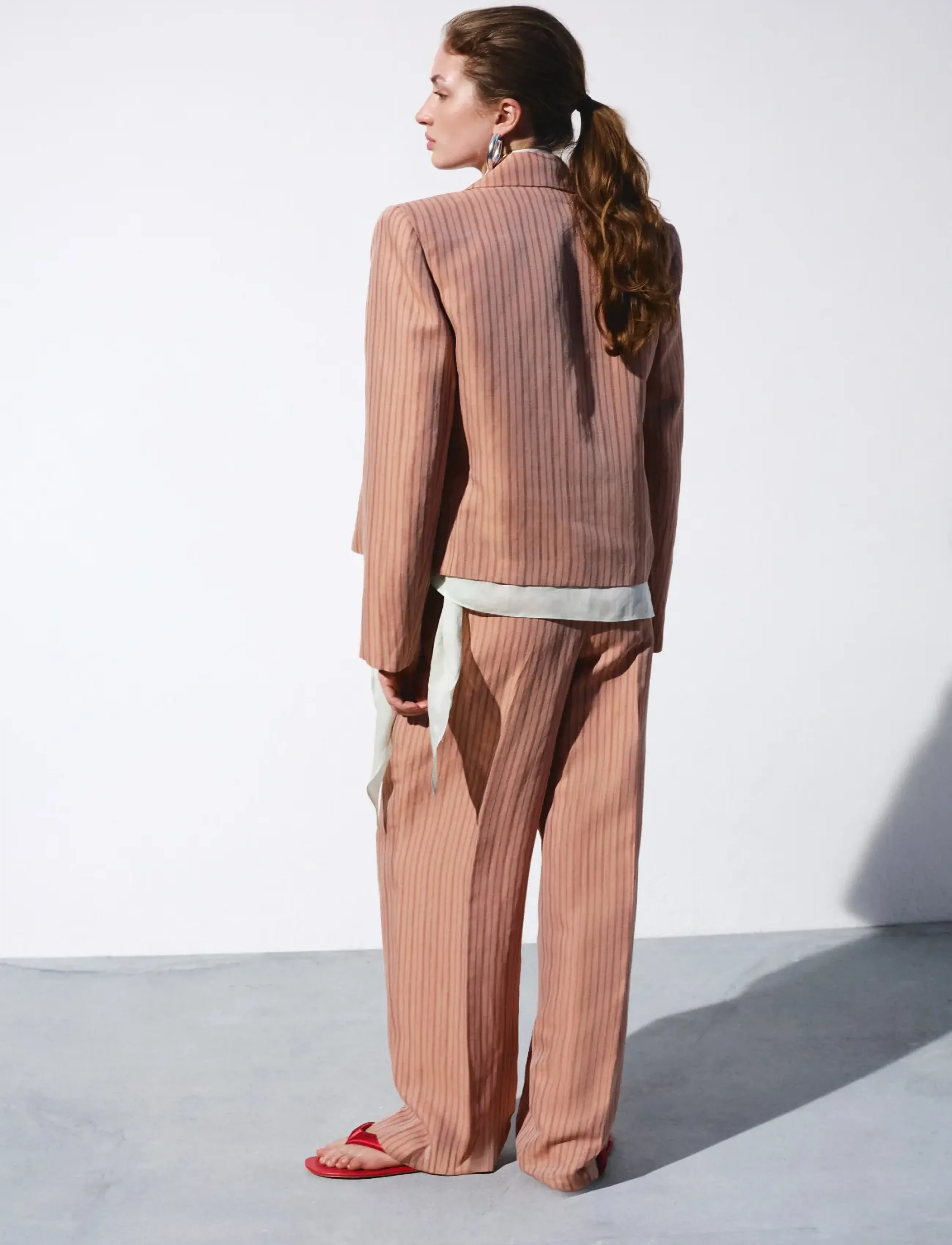 Mango - Striped linen suit trousers - linnebyxor - pink - 2