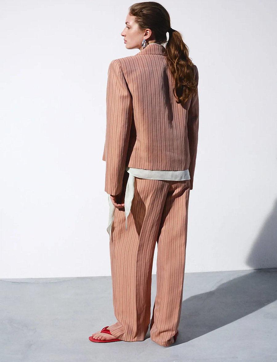 Mango - Striped linen suit trousers - linnebyxor - pink - 2