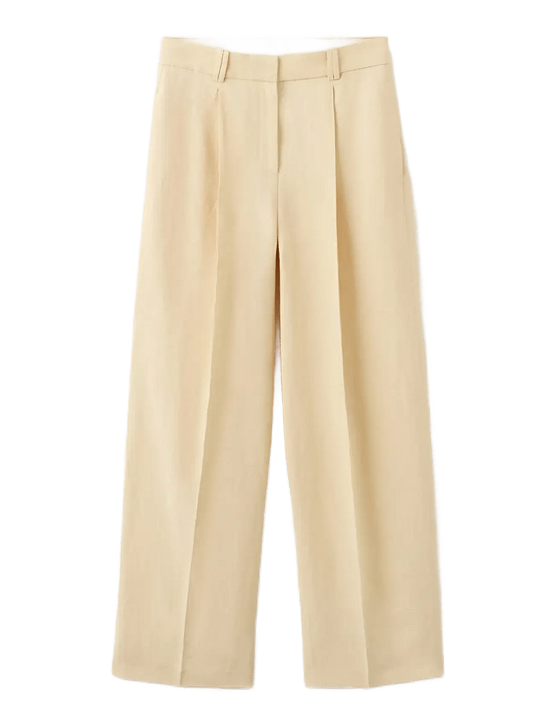Mango - Straight linen-blend trousers - linnebyxor - yellow - 1