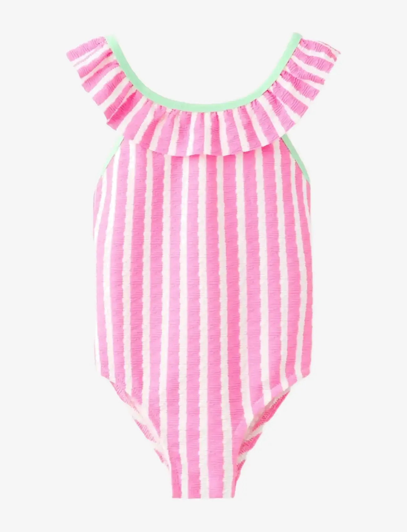 Mango - Ruffle striped swimsuit - badedragter - pink - 0
