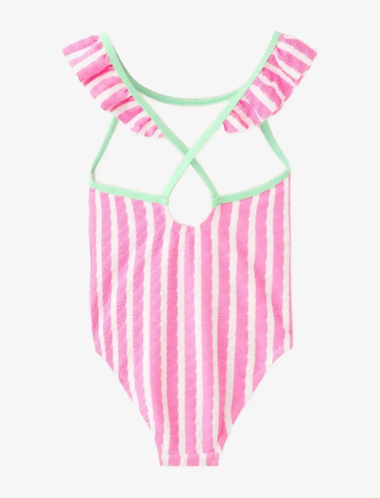 Mango - Ruffle striped swimsuit - badedragter - pink - 1