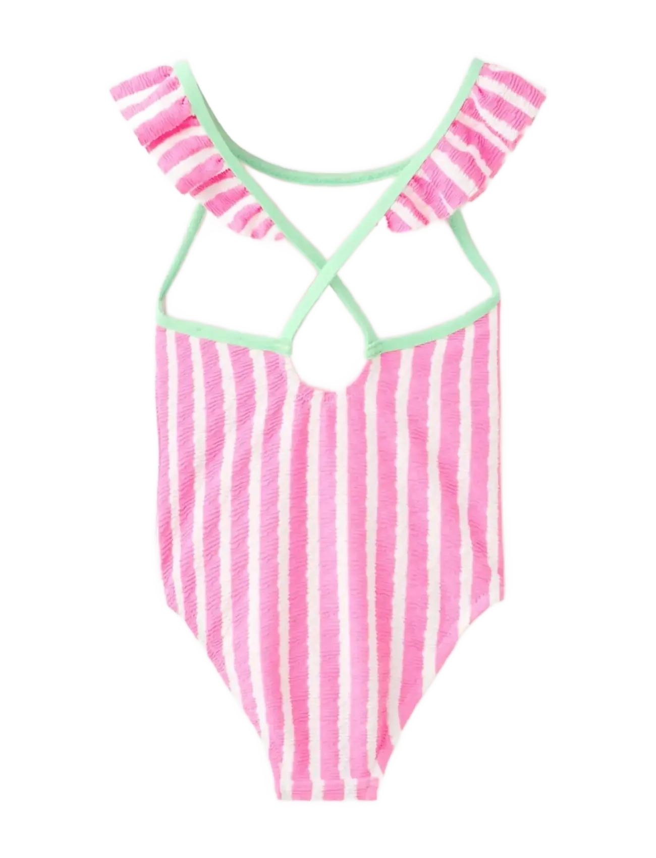 Mango - Ruffle striped swimsuit - sommerschnäppchen - pink - 1