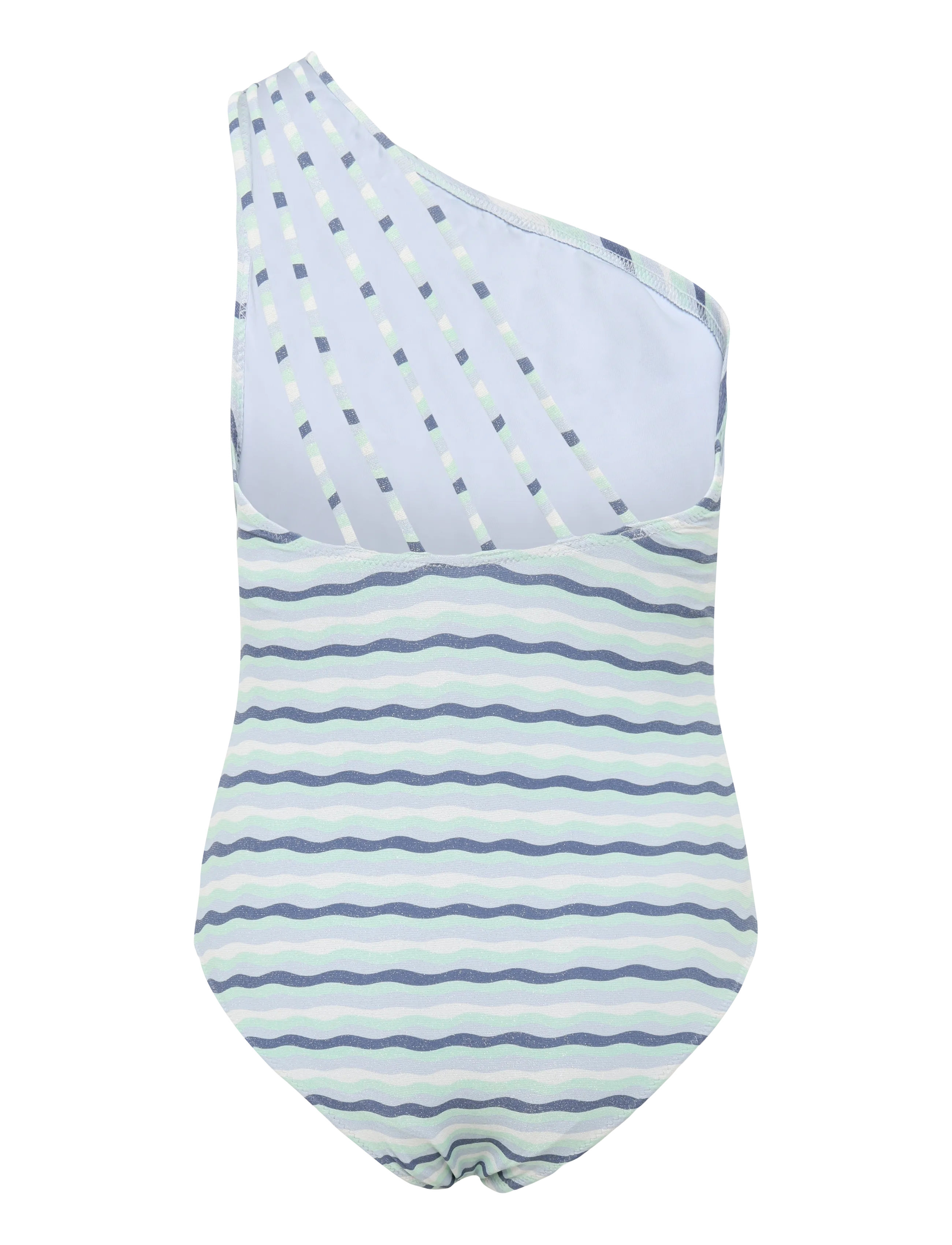 Mango - Asymmetric striped swimsuit - medium blue - 1