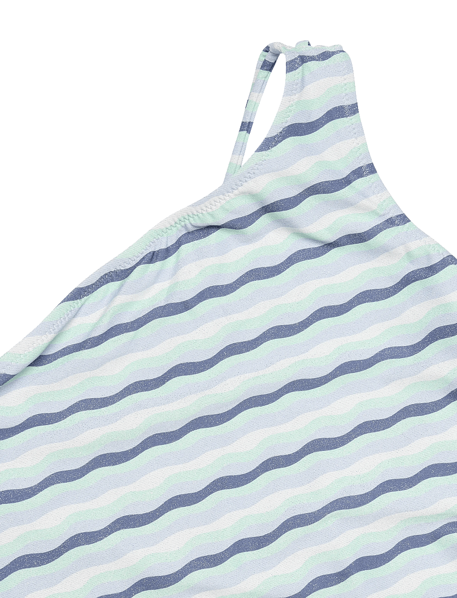 Mango - Asymmetric striped swimsuit - medium blue - 2