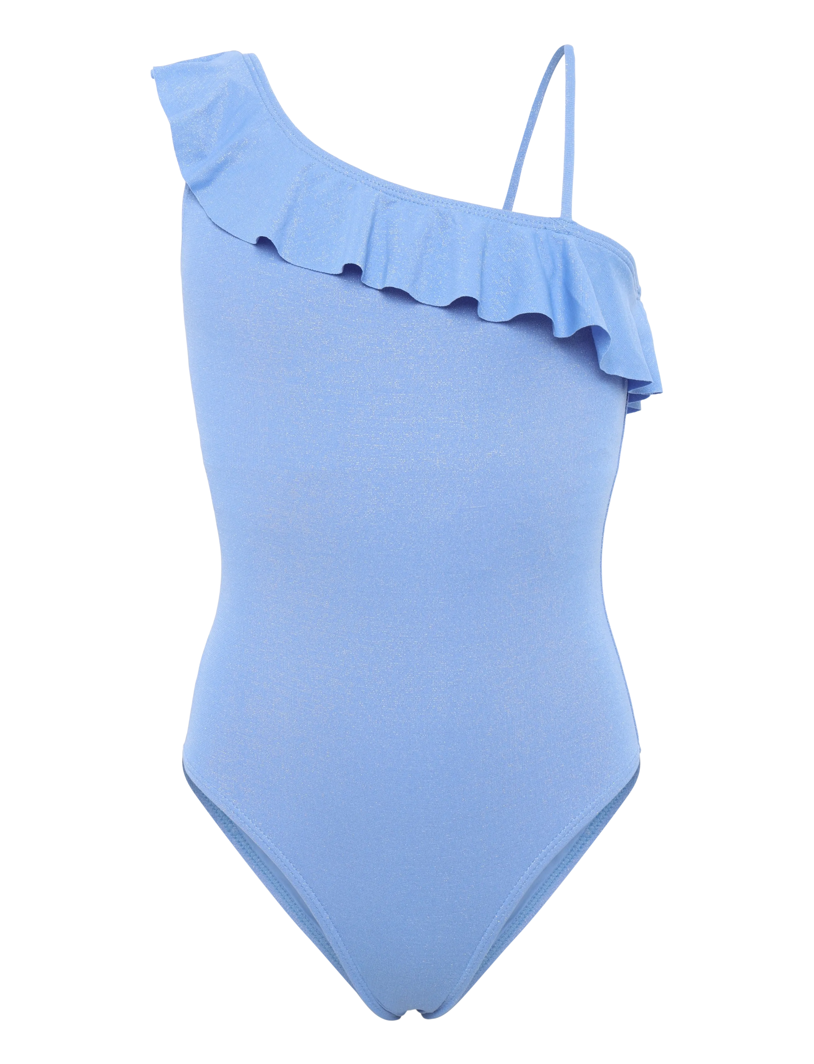 Mango Asymmetric Ruffle Swimsuit, 5-6, Blue, Badetøj > Badedragter, Børn