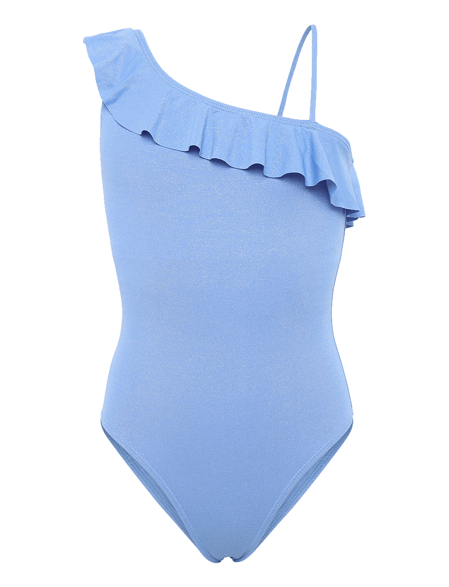 Mango - Asymmetric ruffle swimsuit - badedragter - medium blue - 0