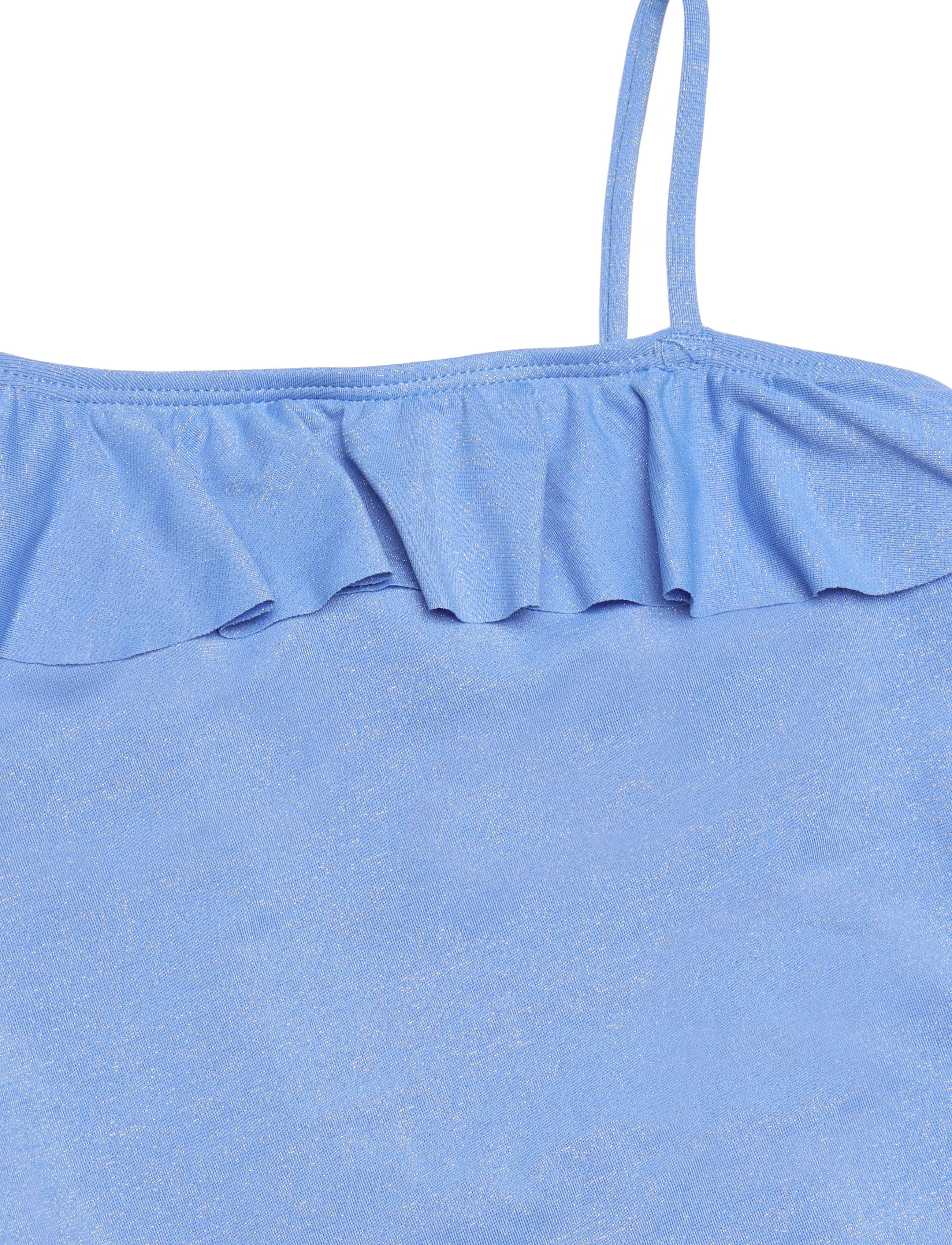 Mango - Asymmetric ruffle swimsuit - badedragter - medium blue - 2