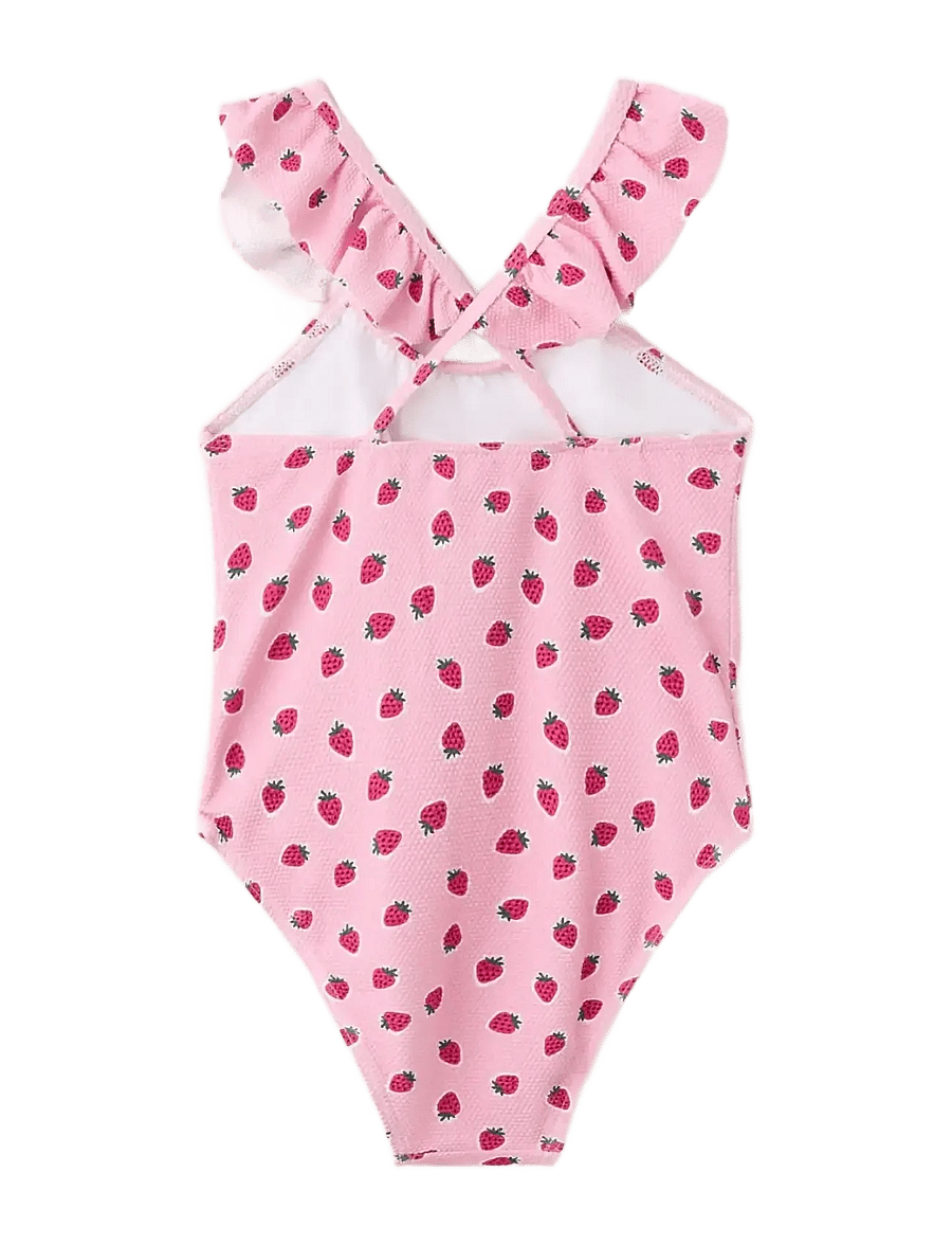 Mango - Strawberry print swimsuit - baddräkter - pink - 1