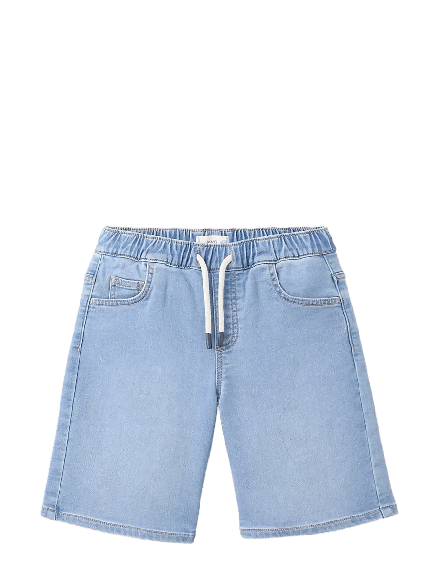 Mango - Elastic waist denim Bermuda shorts - jeansshorts - open blue - 0