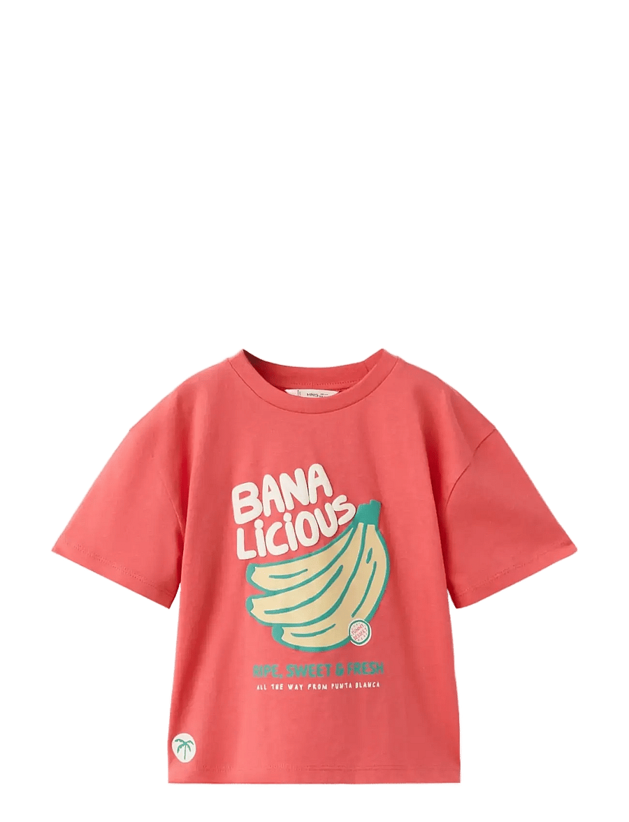 Mango - Printed cotton-blend t-shirt - kortärmade t-shirts - bright red - 0