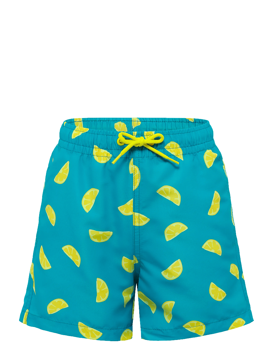 Mango - Lemon-print swimming trunks - medium blue - 0