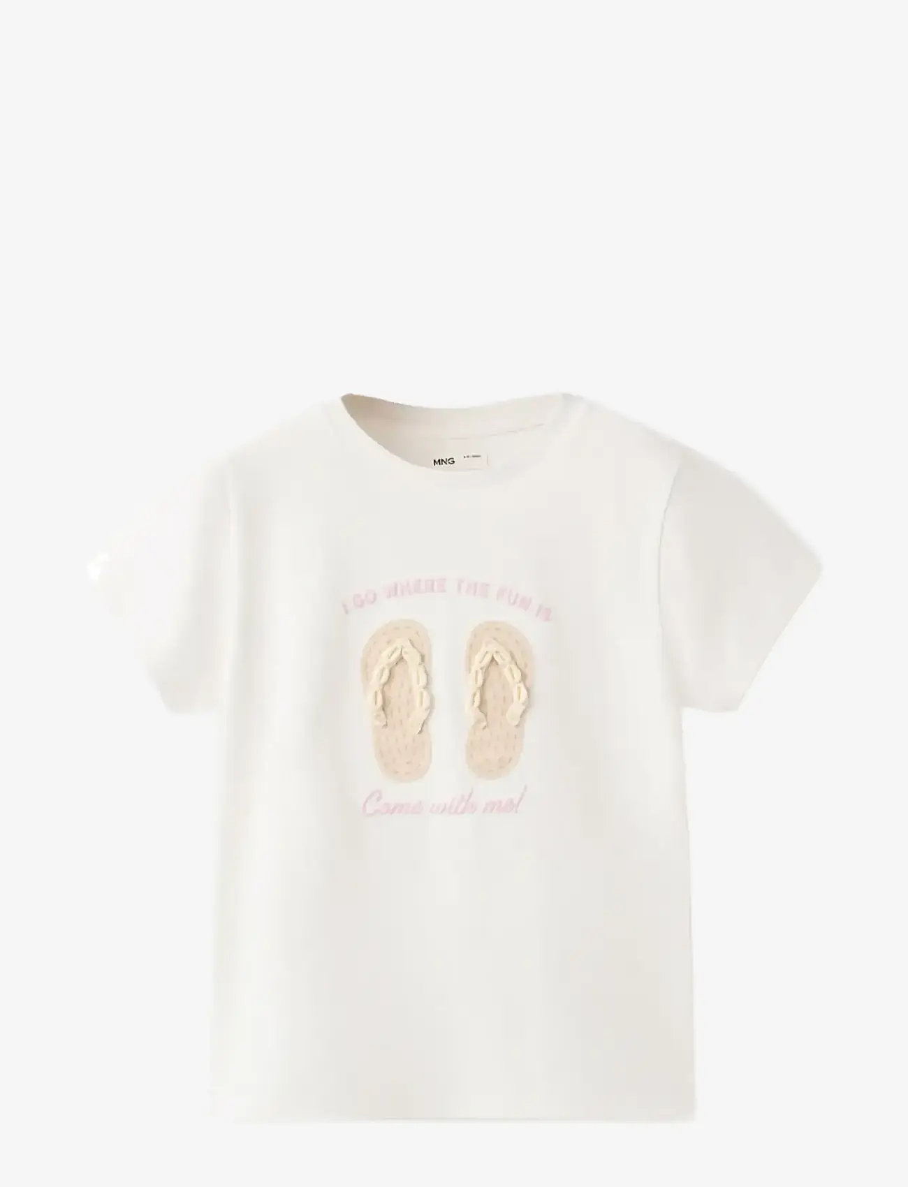 Mango - Cotton T-shirt with shell detail - short-sleeved t-shirts - natural white - 0