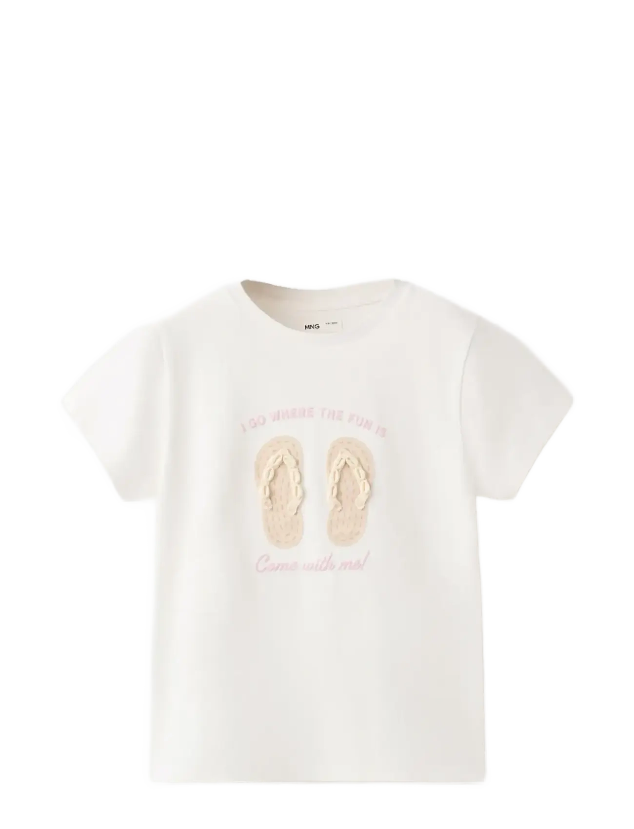 Mango Cotton T-shirt with shell detail - Kläder - NATURAL WHITE / white