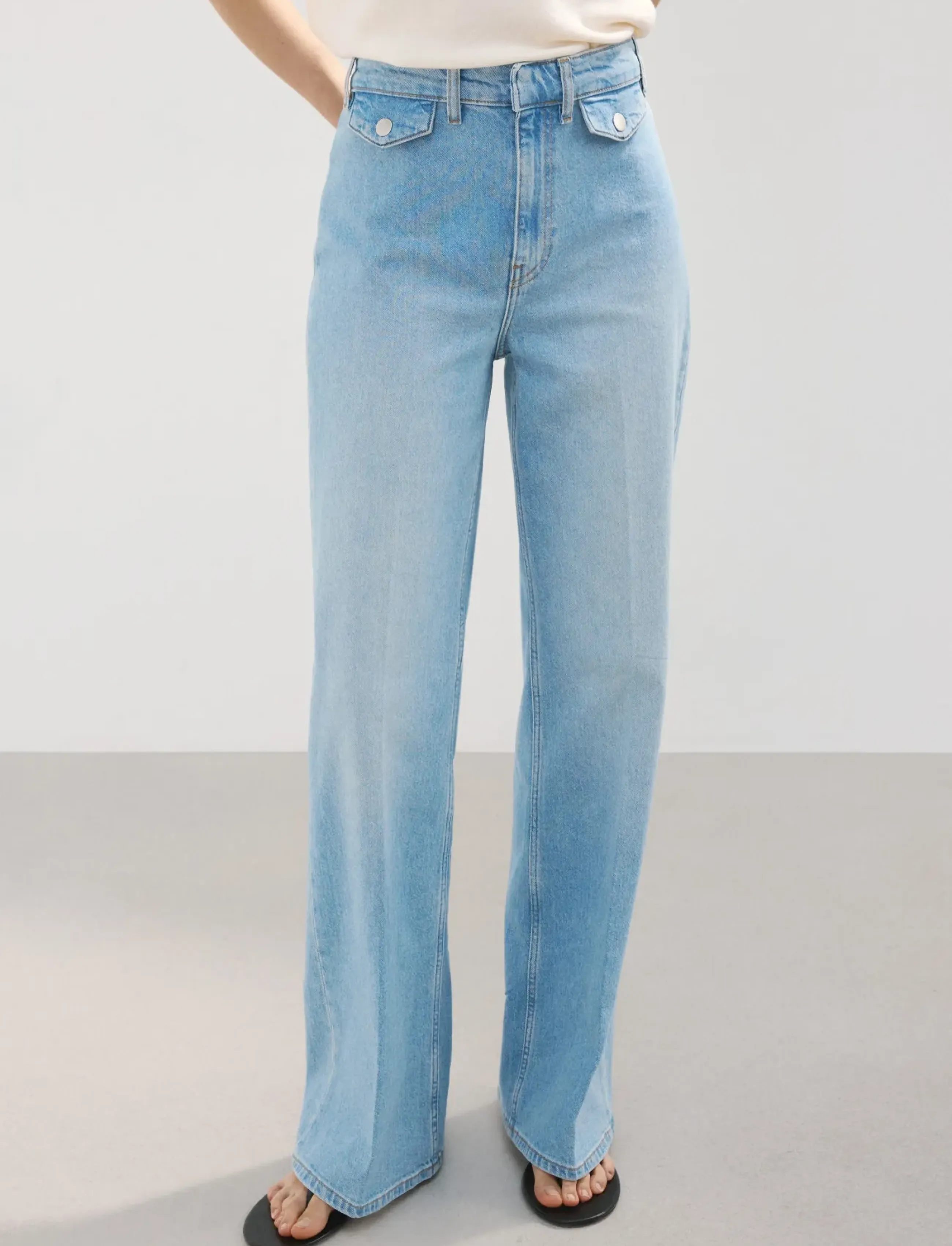 Mango Wide leg mid-rise jeans with pockets - New arrivals - OPEN BLUE / blue
