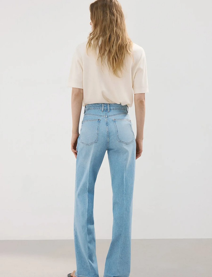 Mango - Wide leg mid-rise jeans with pockets - vida jeans - open blue - 2