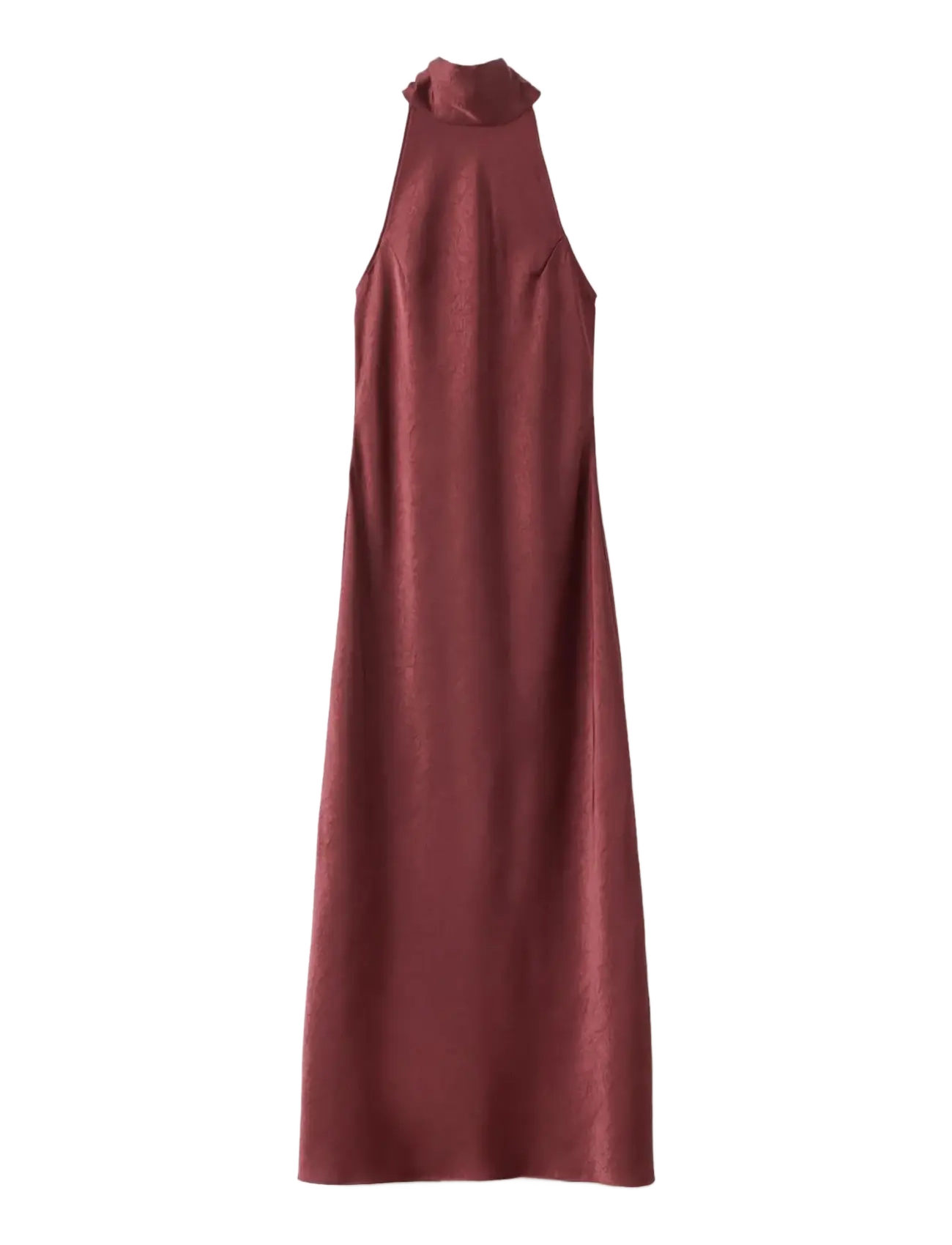 MANGO Wrinkled Effect Halter Kleid Burgundy - L - Damen