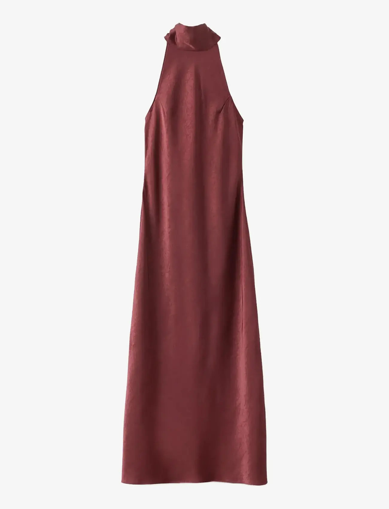 Mango - Wrinkled effect halter dress - aftonklänningar - dark red - 1