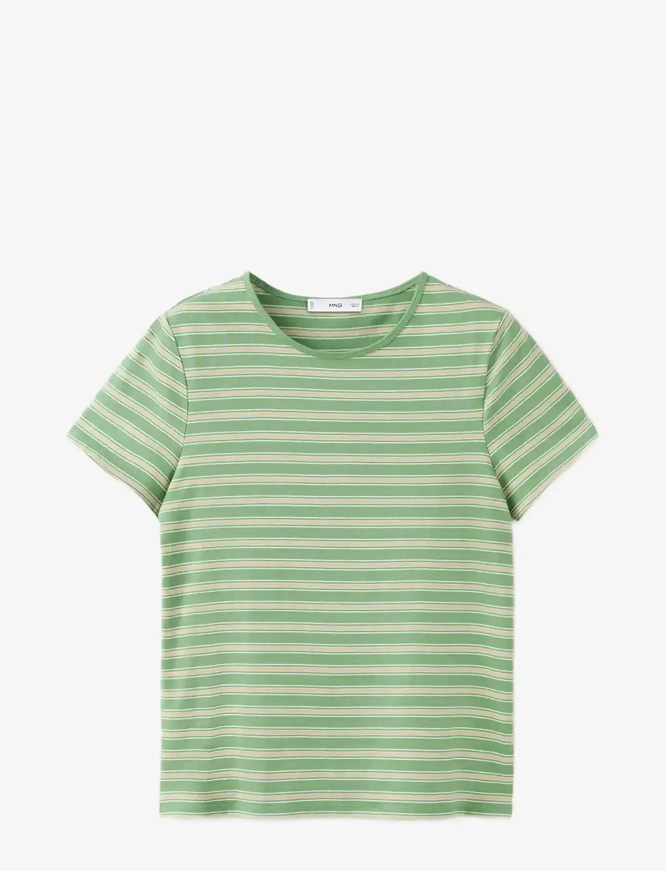 Mango - Striped cotton T-shirt - t-shirts - green - 1