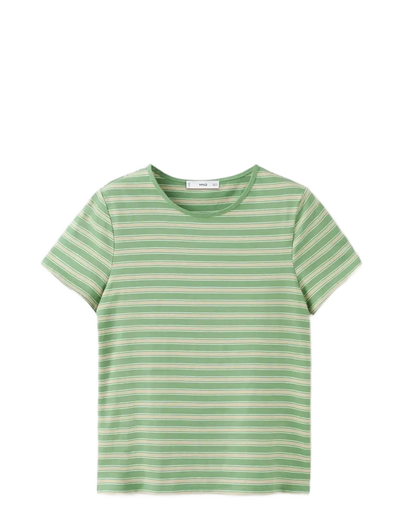 Mango Striped cotton T-shirt - Nyheder - GREEN / green