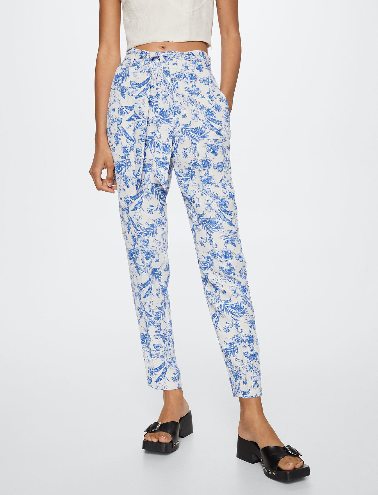 Mango Bow Printed Trouser, Kvinder, Sløjfe Printede Bukser, Multi/mønstret, Str: 32
